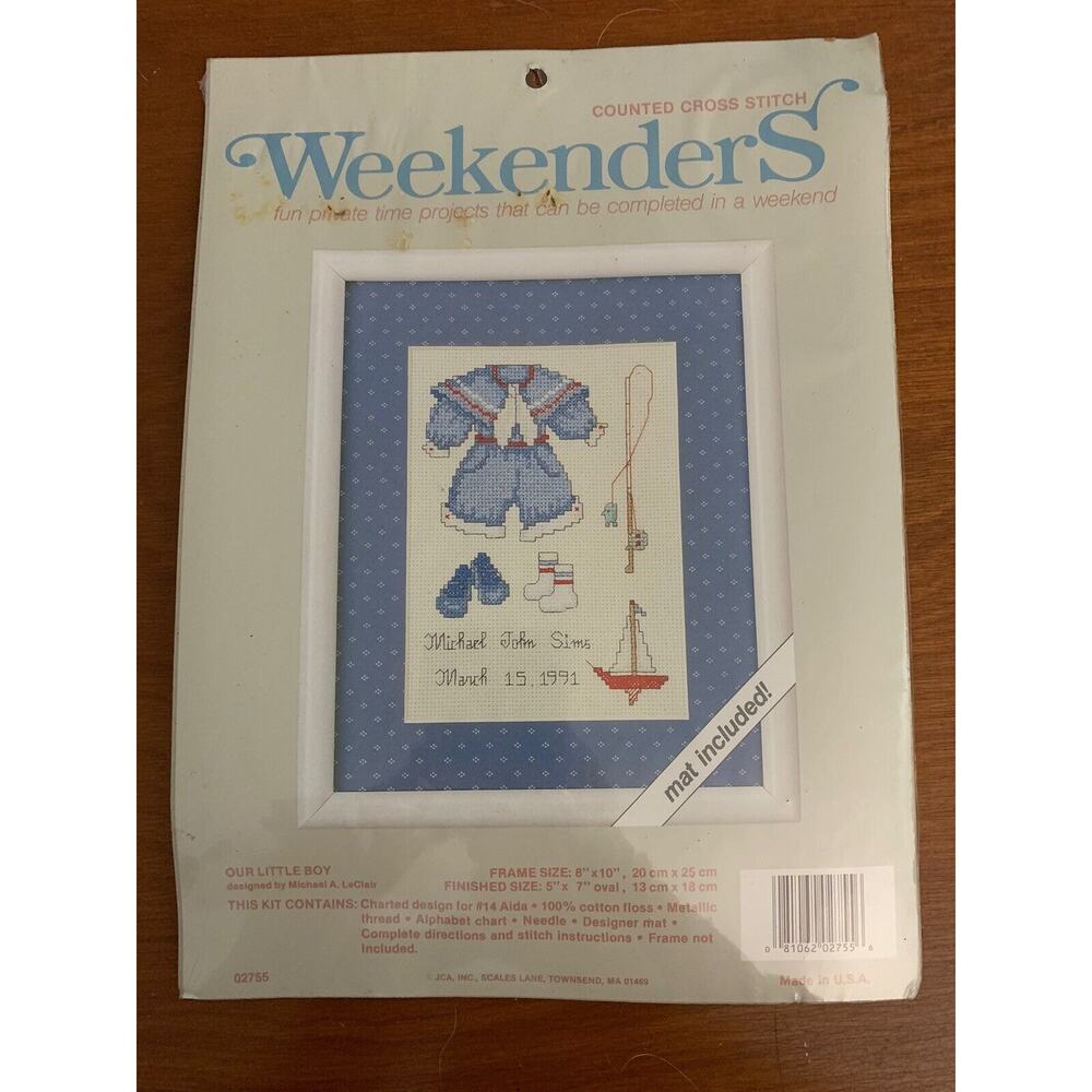 Weekenders Counted Cross Stitch Kit Our Little Boy Birth Sampler